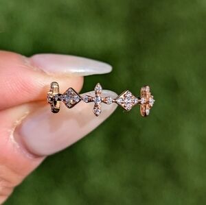 14 Karat Rose Gold Diamond Cross Art Deco Ring Band